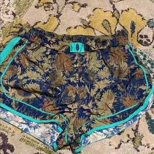 FP Movement by Free People Varsity Blues - Floral Blue and Tan Athletic Shorts